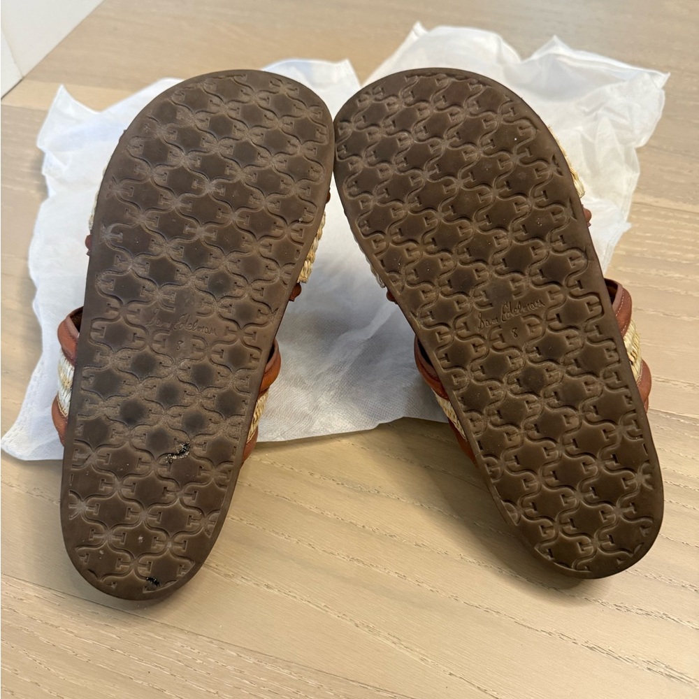 Sam Edelman Waylon Woven Raffia Double-E Logo Slide Sandals - Picture 3 of 3